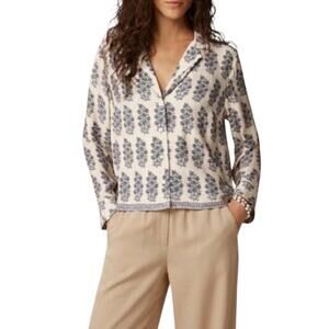 J Crew Camp Collar Button Up Shirt Blooming Lilac Floral Purple Cream Medium